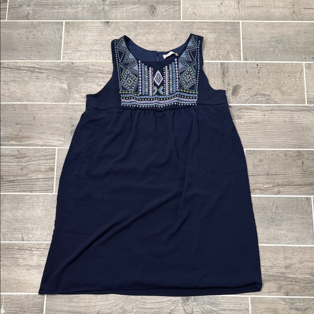 Altar'd State Navy Blue Mini Dress with Embroidered Detail